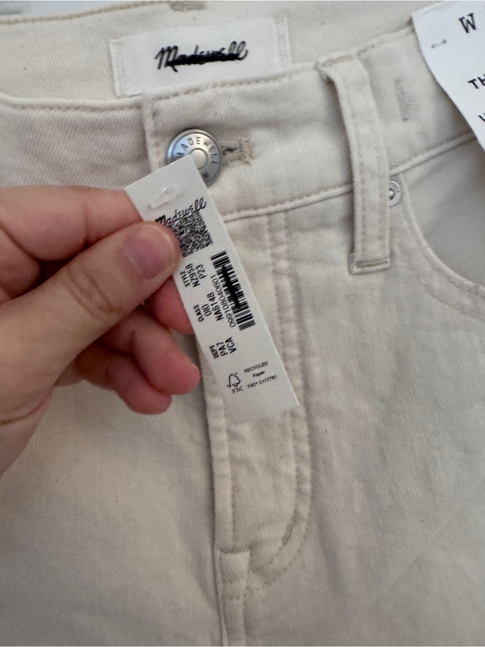 Madewell The Perfect Vintage Wide-Leg Crop Jean - Cream size 23P - Picture 3 of 5